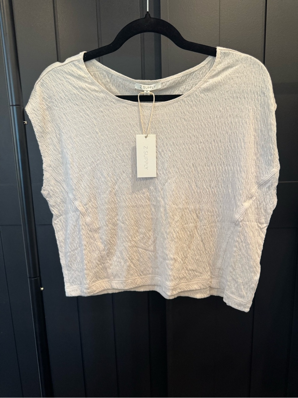 Z Supply Cream Textured Boxy Short Sleeve Tee